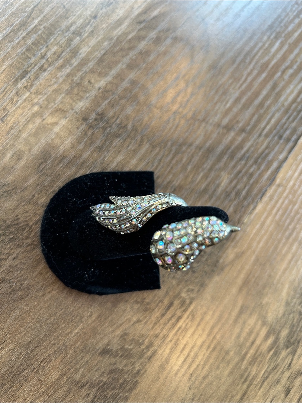 Vintage Crystal Pavé Silver-Tone Bird Wrap Ring - size 6 - Picture 2 of 7